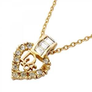 Christian Dior necklace with heart motif, gold plated rhinestones, for women.